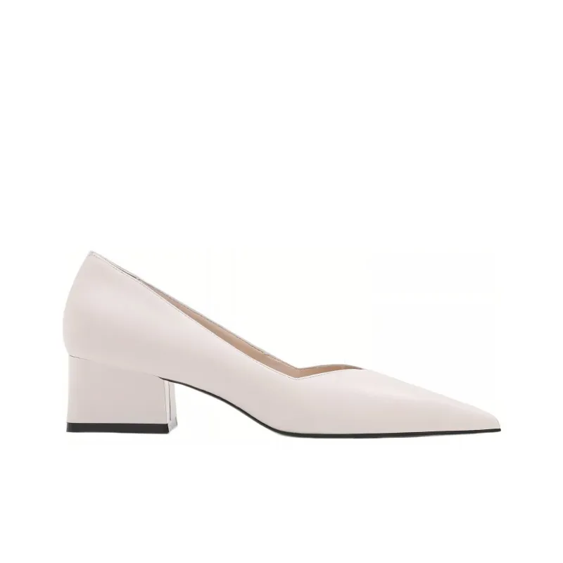 CAMEIDO Block Heel High Heels 4.5cm Women's Ecru-1