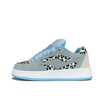 ABCYLM Slip Resistant Cushioning With Impact Resistance Low Top Skateboard Shoes Women's Leopard Print Blue