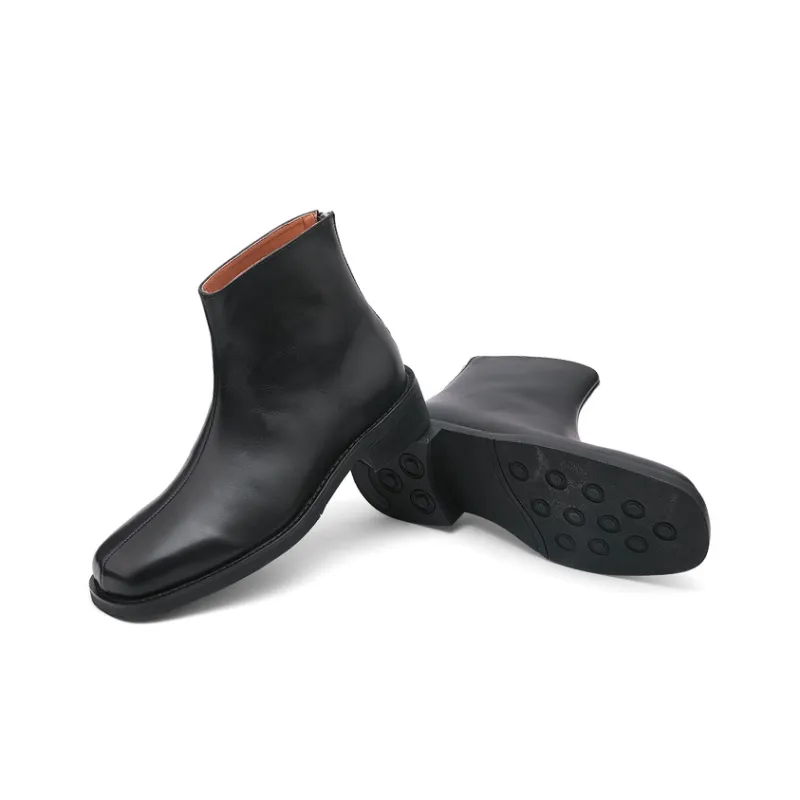 Mr.shang Square Toe Collection Ankle Boots Men's Black-2