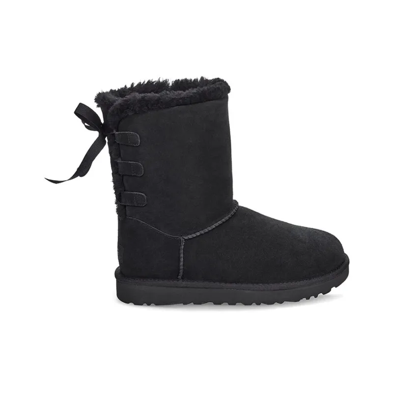 UGG Short Bow Stiefel Fleece Lined Black Women's-1