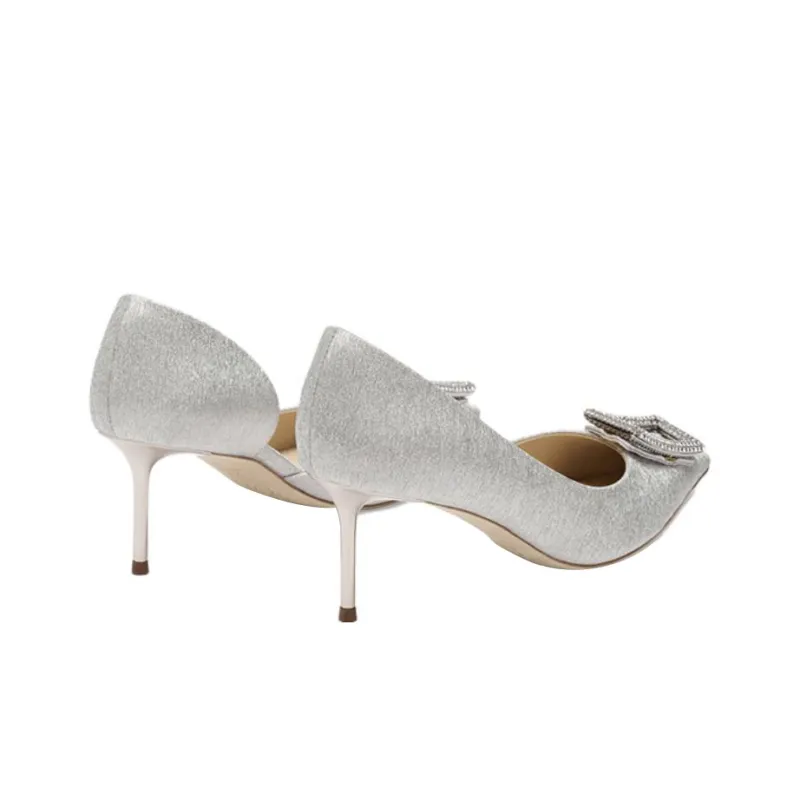 73Hours Slow Motion Slim Heel High Heels 6.5cm Women's Silver-3