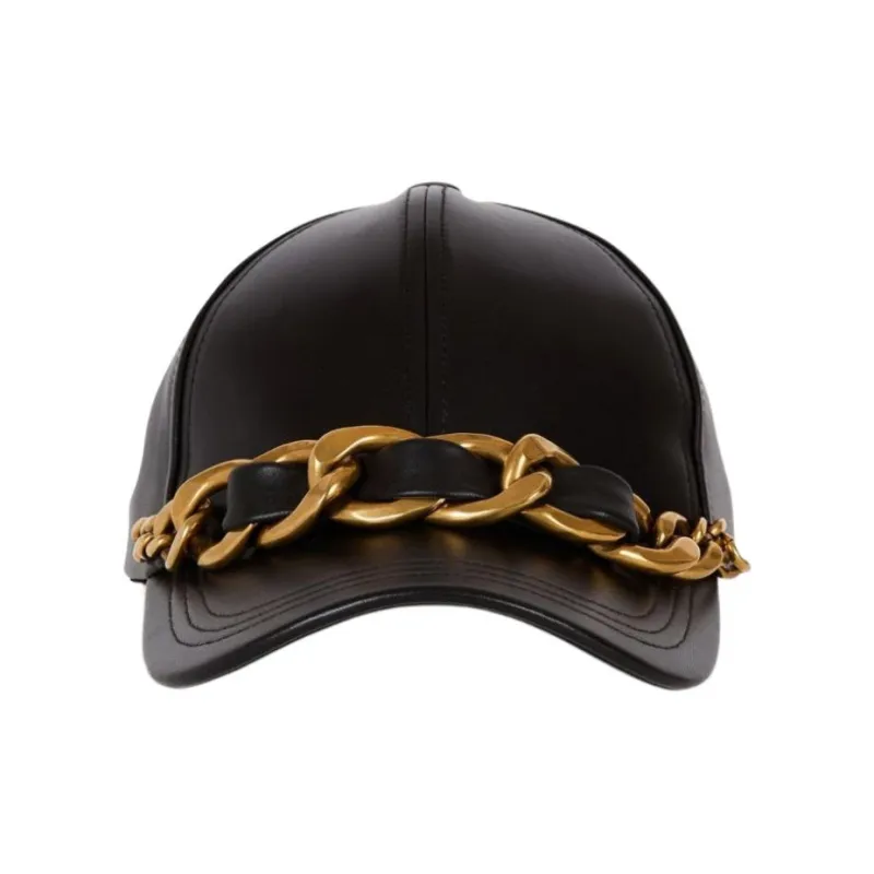 BALMAIN Chain detail Leather Cap-1