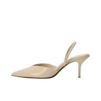 ZARA Slim Heel High Heels 8cm Women's Light Beige Yellow