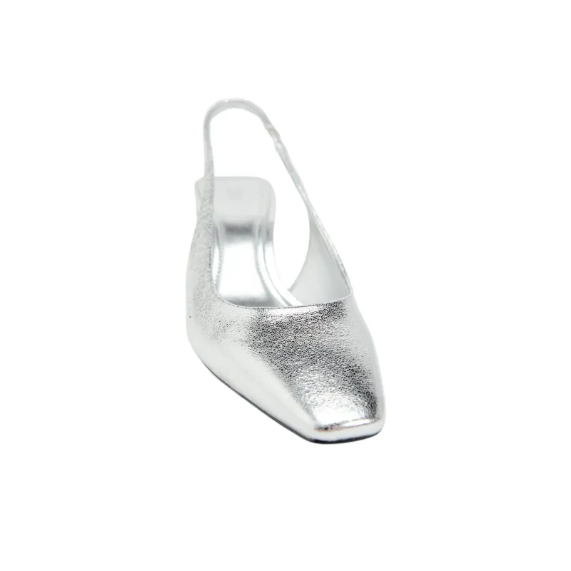 ZARA Chunky Heel High Heels Women's Silver-2