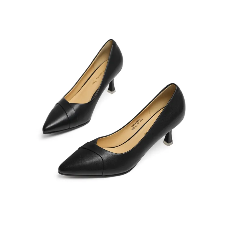 RED DRAGONFLY Unlined Shoes Slip on Slim Heel High Heels 6.5cm Women's Black/Ecru-4