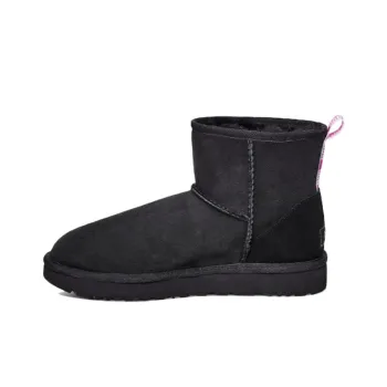 UGG Classic Mini Ii Graphic Logo High Top Fleece Lined Black Women's