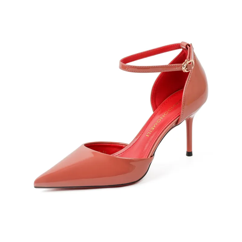 Qiandongmeili Slim Heel High Heels 8cm Women's Nude-12