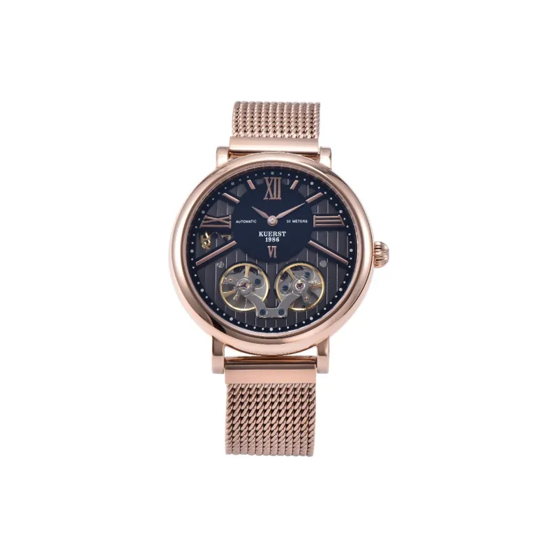 KUERST Mechanical Movement Stainless Steel Watchband Watch Men's Watches Black Dial-3