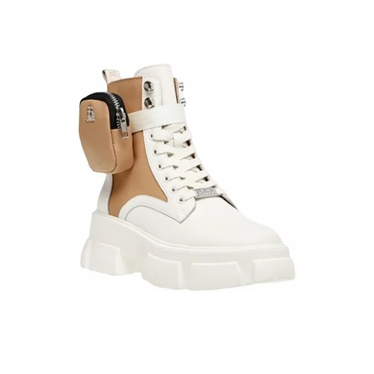 STEVE MADDEN Martin Boots Women's White/Black/Sand-1