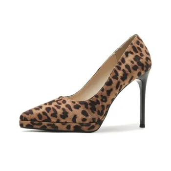 HKCP Slim Heel High Heels Women's Leopard Print
