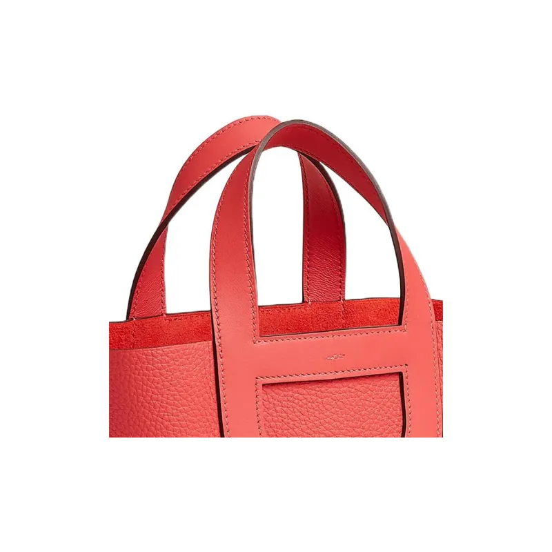 HERMES In The Loop Clemence Bullhide With Swift Calfskin Basket Bag Handbag Bucket Bag Women's Texas Pink-4