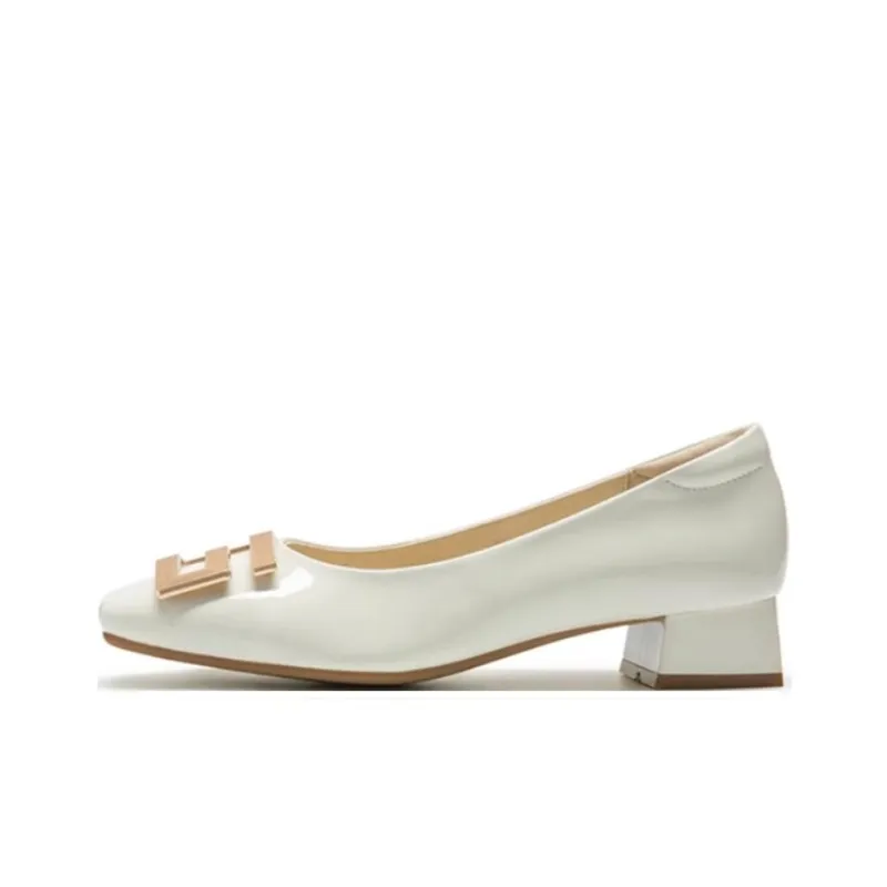 Satchi Chunky Heel High Heels 3.5cm Women's Ecru-0