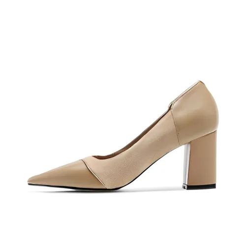 CAMEIDO Chunky Heel High Heels 6.5cm Women's Apricot