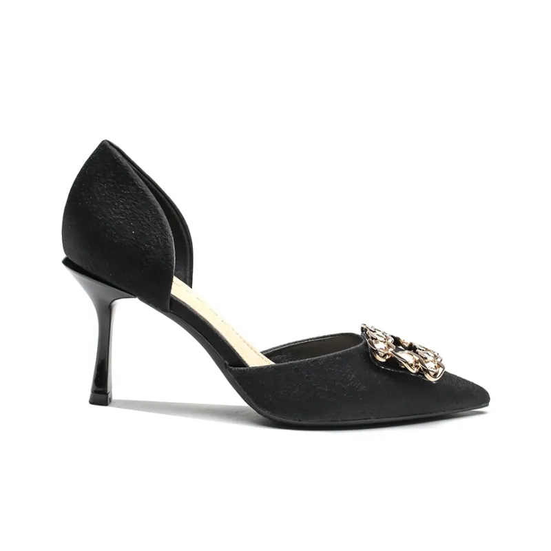 Ainer cat Slim Heel High Heels 8cm Women's Black-1