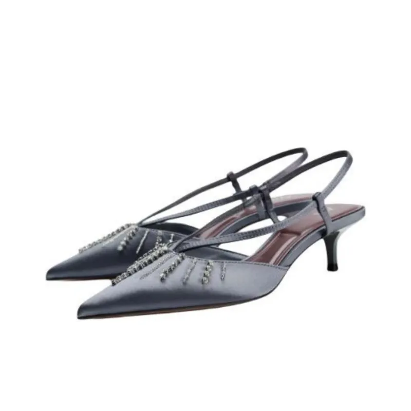 ZARA Slim Heel High Heels Women's Blue-2