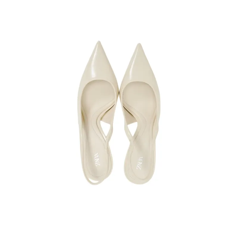 ZARA Slim Heel High Heels Women's White-3