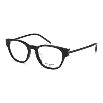 SAINT LAURENT Capsule Plate Frame Cat Eye Eyeglass Frames Unisex Black With Gold Logo