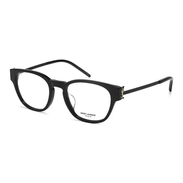 SAINT LAURENT Capsule Plate Frame Cat Eye Eyeglass Frames Unisex Black With Gold Logo-0