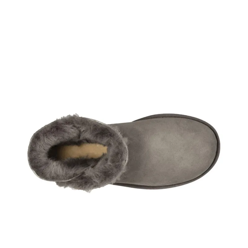 UGG Mini Bailey Button Ii Boot Fleece Lined Gray Women's-4