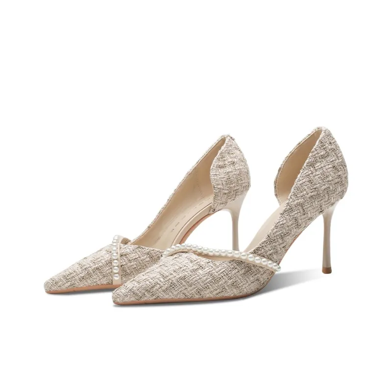 Ainer cat Slim Heel High Heels 8cm Women's Apricot-2