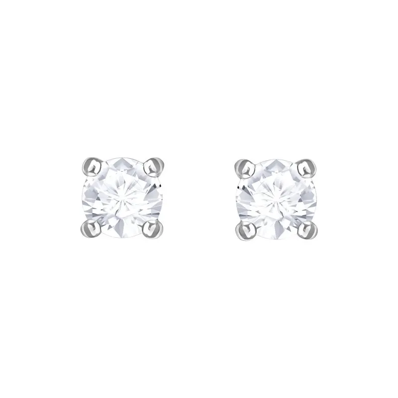 Swarovski White Gold Plated Stud Earrings Women's White-0