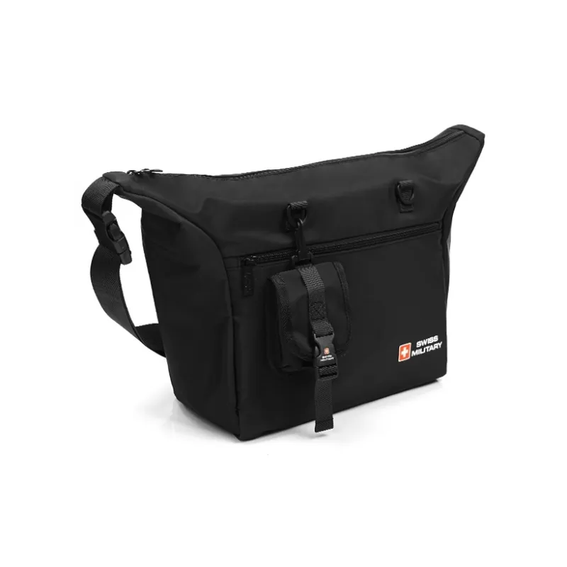 SWISS MILITARY Oxford Crossbody Bag, Shoulder Bag, Messenger Bag Regular Unisex Black-1