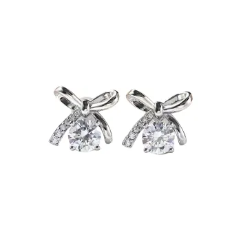 Stone On The Line 925 Silver Mohsunnite Stud Earrings Women's