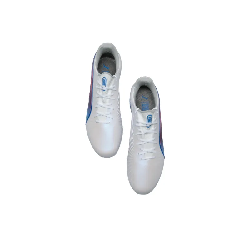 PUMA King Ultimate MG Rubber Short Studs Artificial Ground Anti Slip Wear Resistant Soccer Shoes Men's White Blue-3