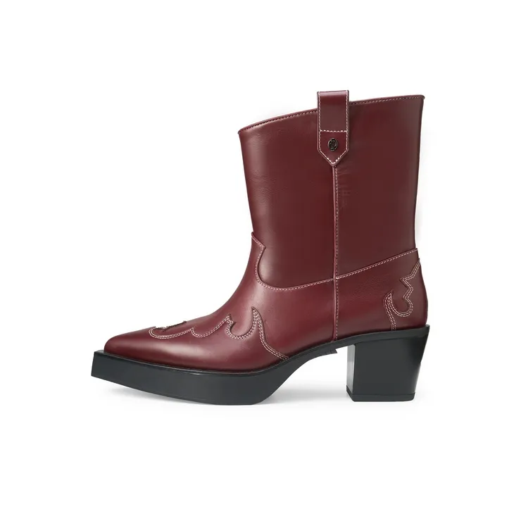 Lost In Echo Pointed Toe Black Platform High Heel Western Cowboy Boot Ankle Boots-6