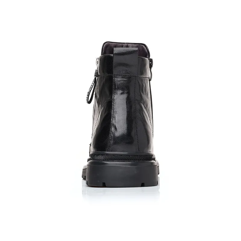Beidouniao Ankle Boots Men Black-4
