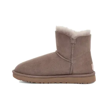 UGG Mini Bailey Button Ii Boot Fleece Lined Coffee Women's
