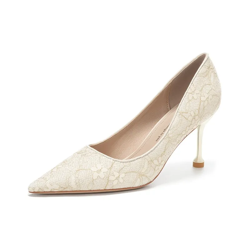 Bamiti High Heels Women's White Champagne Silver-6