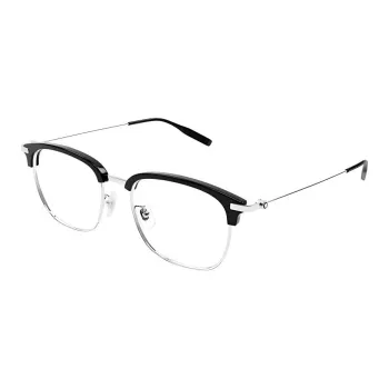 MONTBLANC Plate And Metal Irregular Shape Eyeglass Frames Unisex Silver
