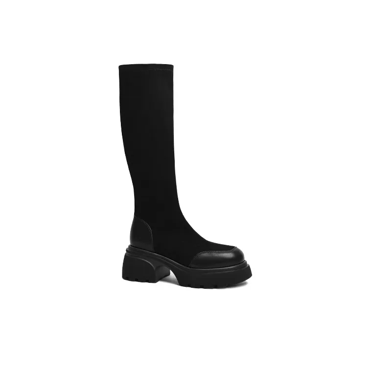 CAMEIDO Knee high Boots Women's Black/Brown-2