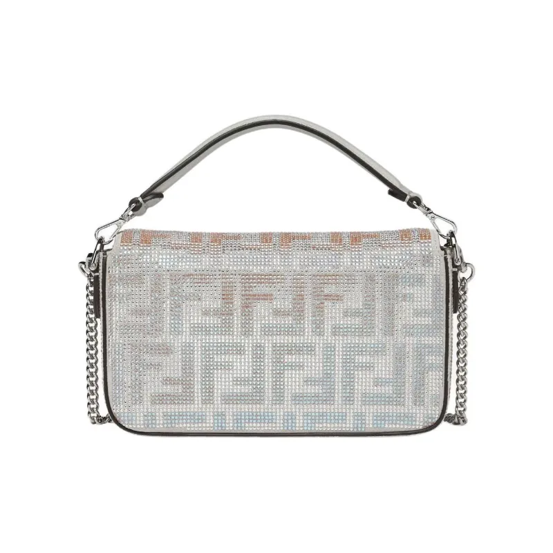 FENDI Baguette Calfskin Shoulder Bag, Crossbody Bag, Handbag Mini Women's White-2
