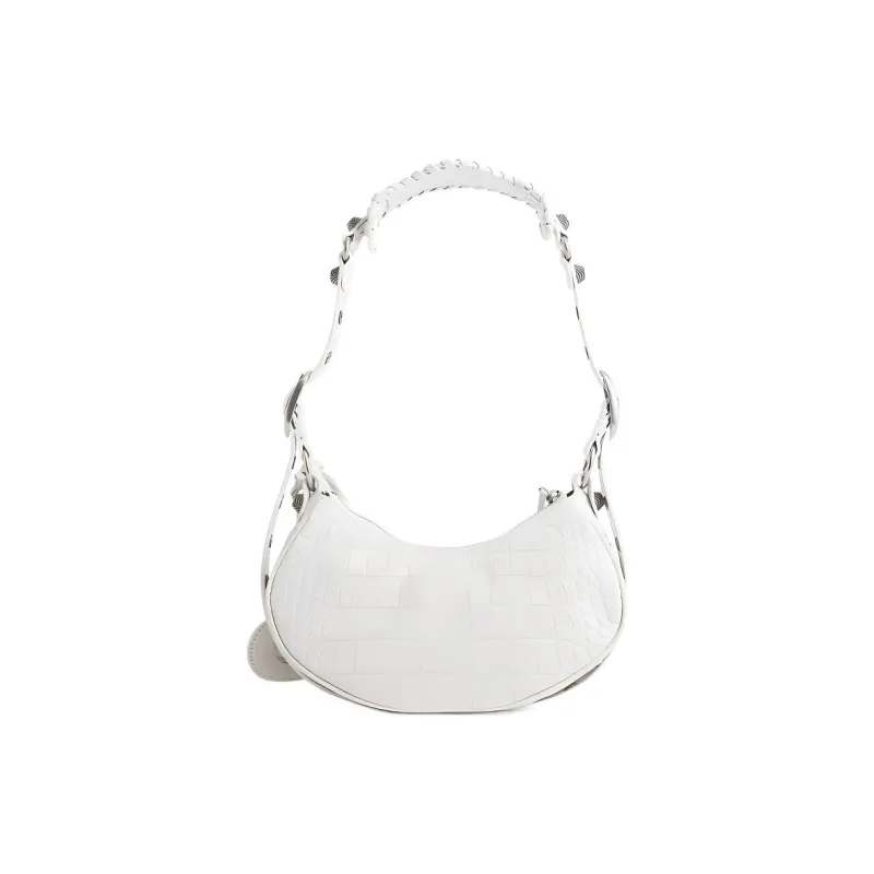 Balenciaga Le Cagole Shoulder Bag Xs Crocodile Embossed White-3