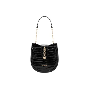 LOVE MOSCHINO Artificial Leather Saddle Bags Shoulder Bags Medium Size Women's Black