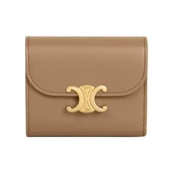 CELINE Triomphe Calfskin Wallet Small Size Women's Dark Umber
