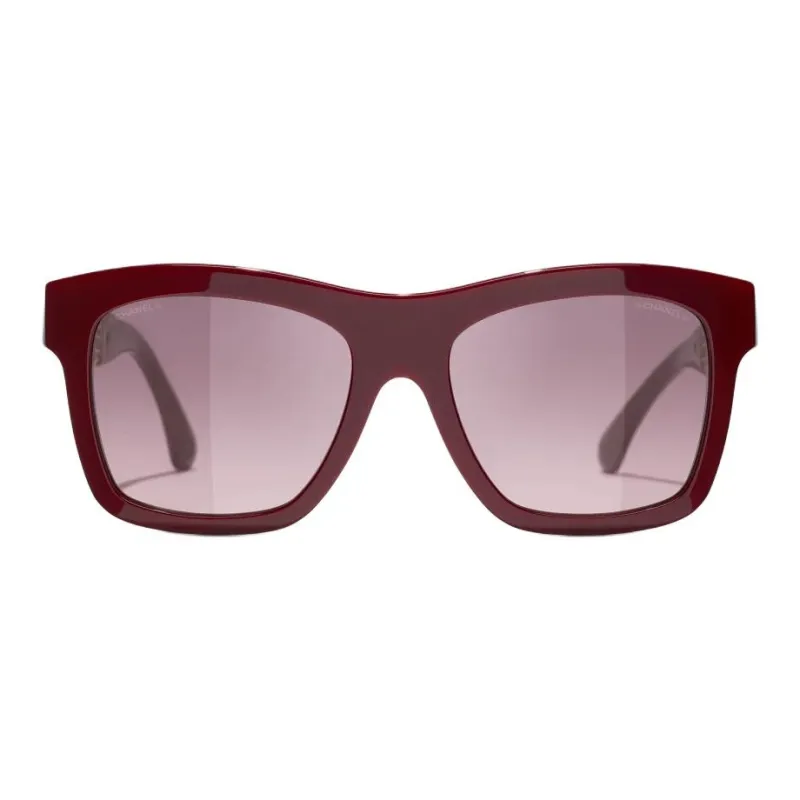 CHANEL Acetate Metal Square Sunglasses Unisex Red-1