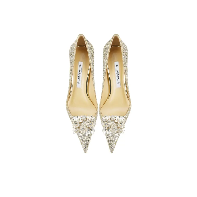 Ganxiaojie Slim Heel High Heels 6cm 8cm 10cm Women's Gold-4