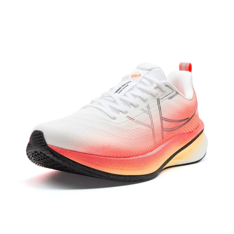 XTEP Rebound Abrasion Resistant Lightweight Slip Resistant Low Top Carbon Plate Running Shoes Men's White Red Orange-2