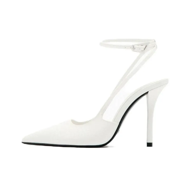 ZARA Trf Slim Heel High Heels Women's White-0