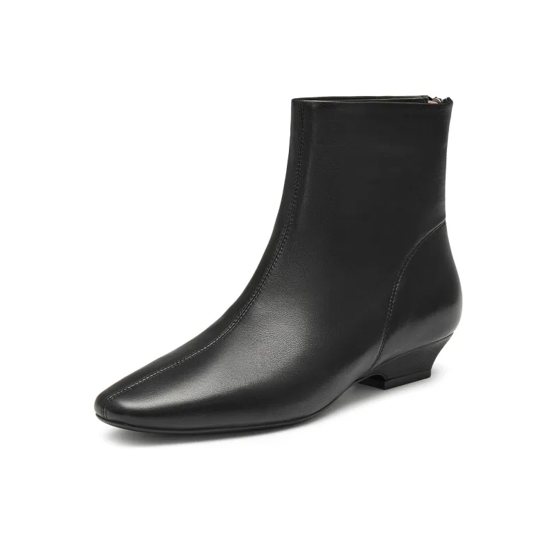 Joypeace Winter Day With White Space Ankle Boots Women's Black-1