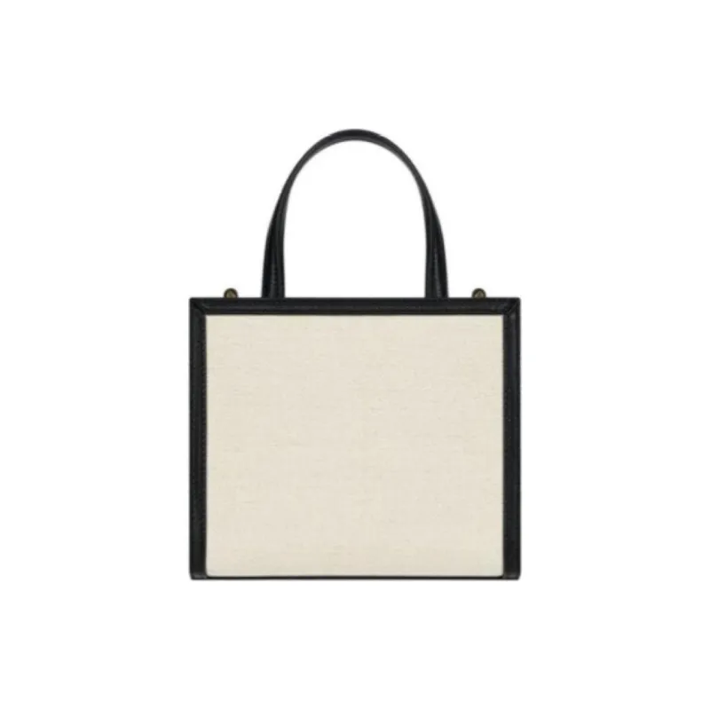 GIVENCHY Cotton And Linen Blend Tote Bag Shopping Bag Shoulder Bag Crossbody Bag Handbag Mini Women's Beige & Black-2