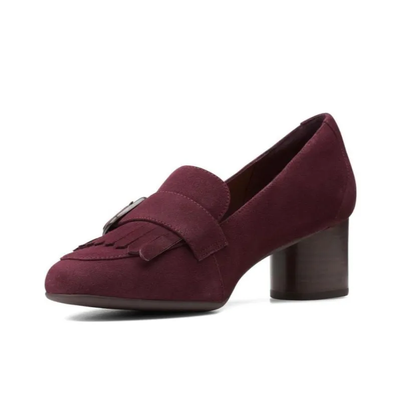 Clarks Chunky Heel High Heels 6cm Women's Burgundy-2