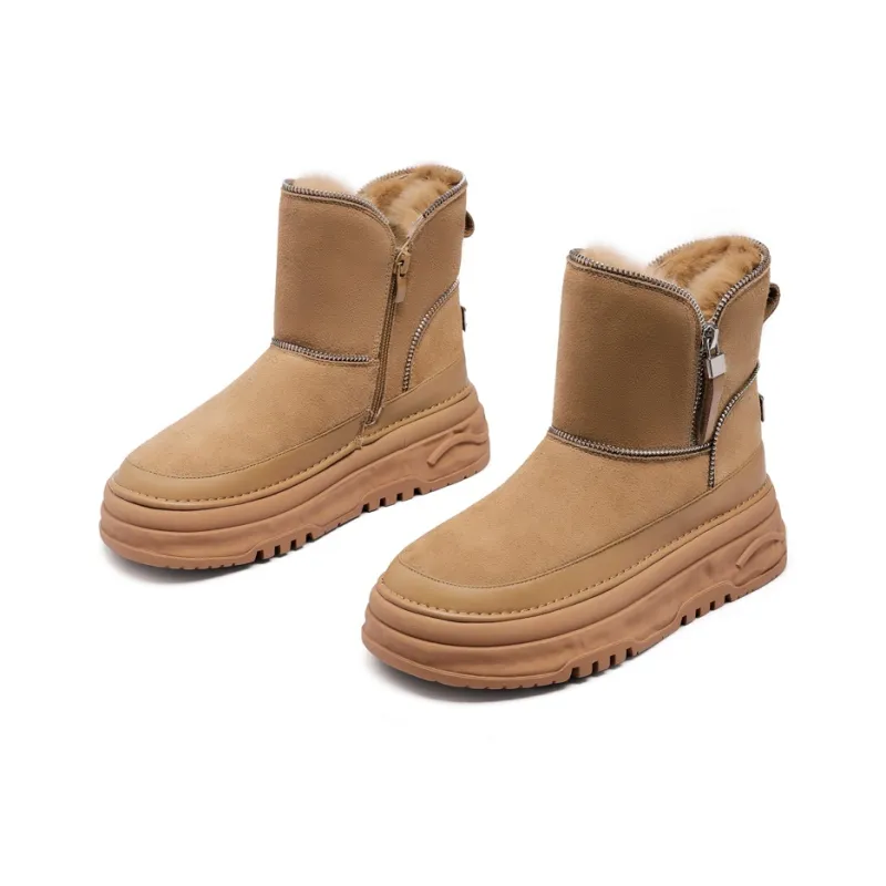 Suan Ba Hui Warm Water-Resistant Wear-Resistant Height Increasing Slip-Resistant Coverage Short Snow Boots Women's-4