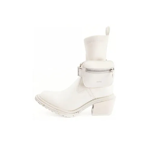 Untitlab 13 Hitch Boots Shiny Off White Ankle Boots Unisex White
