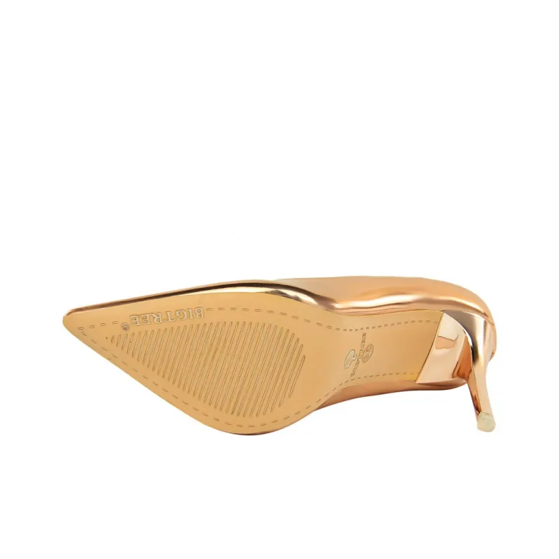 QITUMAUL High Heels Women's Copper, Gold-14