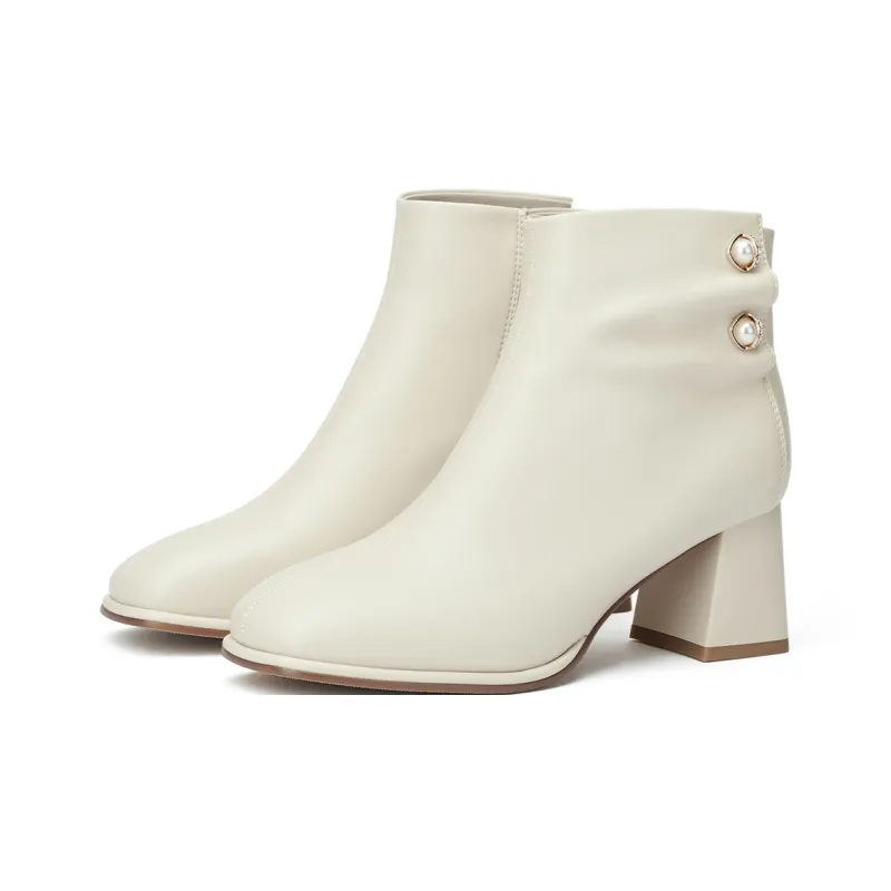 GEMEIQ Ankle Boots Women's Black/Ecru/Milk Tea-3