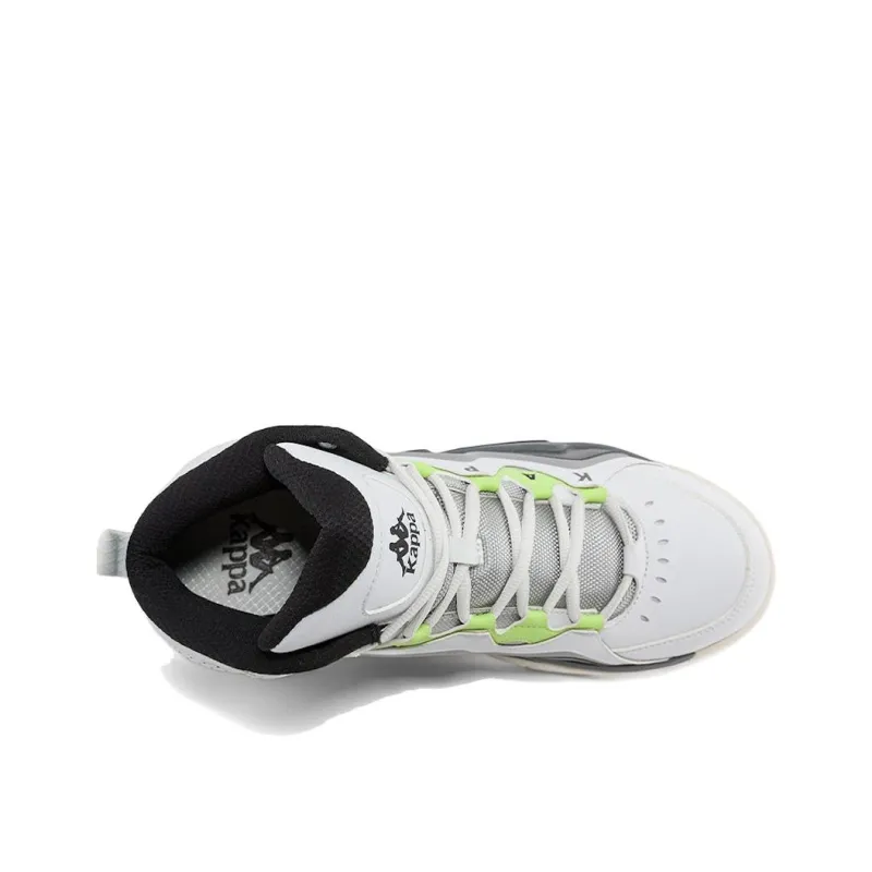 Kappa Anti Slip Wear Resistant Mid Top Vintage Basketball Shoes Unisex Gray Green-1